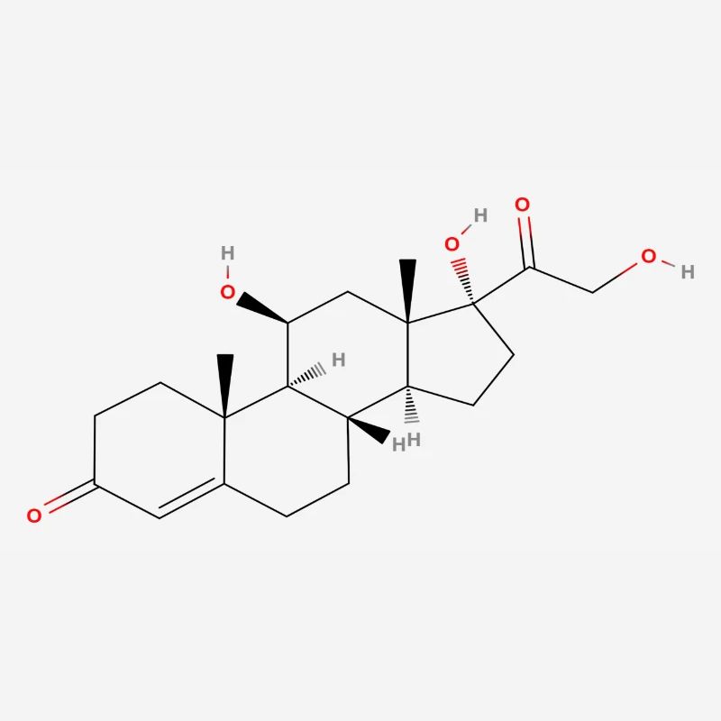 Cortisol Molecule - Colored Structural Formula