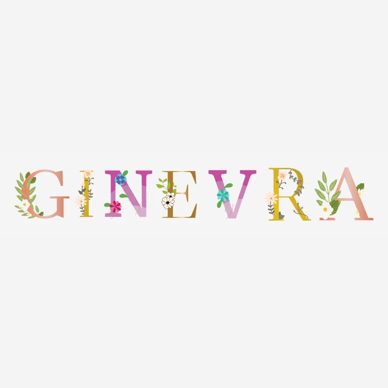 Le nom de GINEVRA est décoré de fleurs