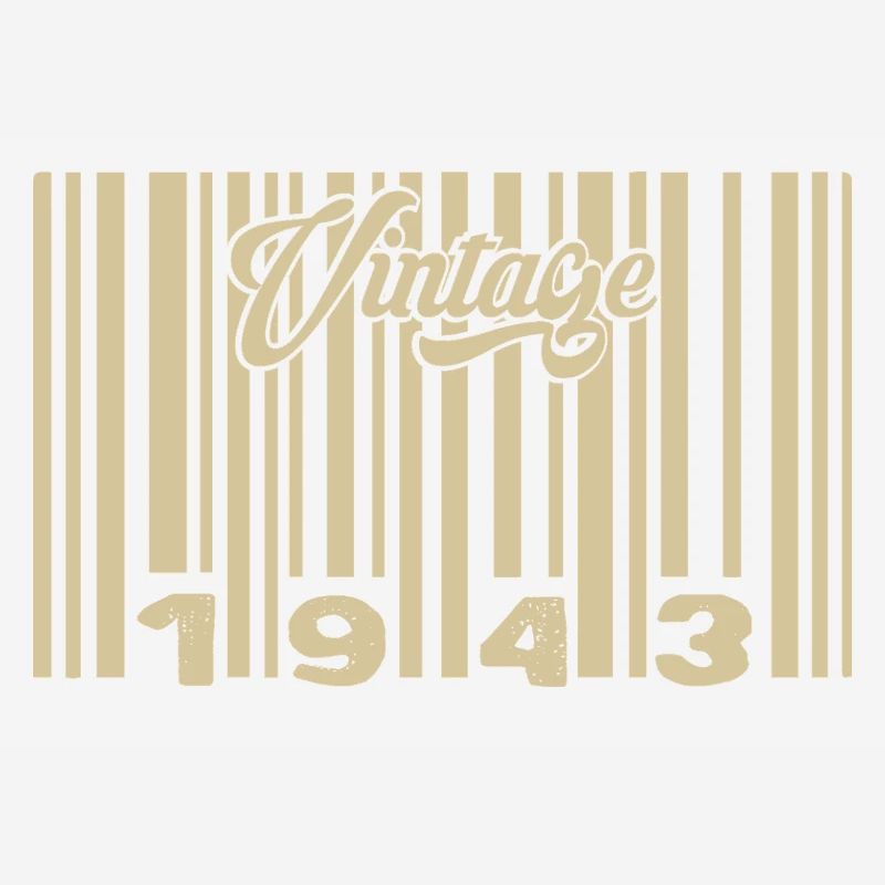 Vintage 1943 Barcode 1943: Year 2025.