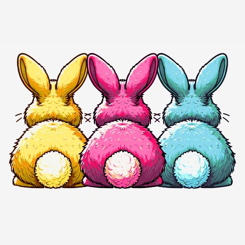 COLORFUL EASTER BUNNIES Happy Easter