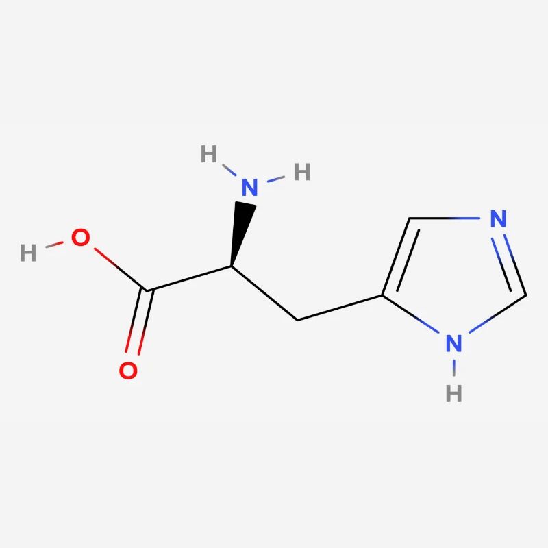 Histidine Molecule - Colored Structural Formula
