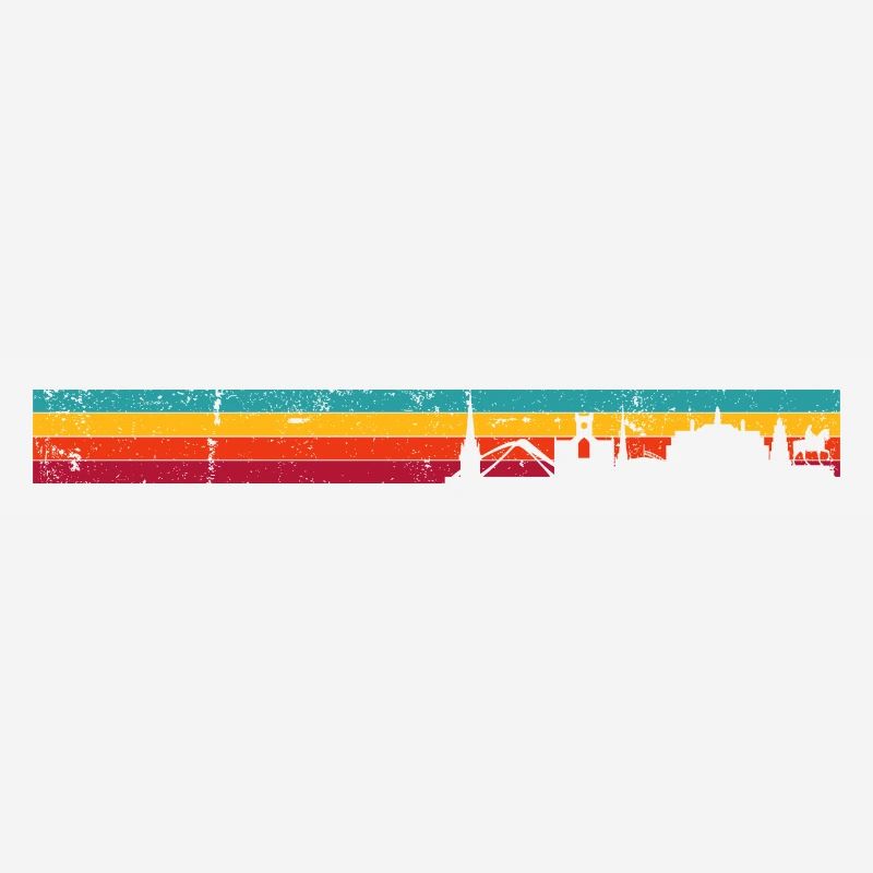 Sunset Skyline Rainbow Stripes