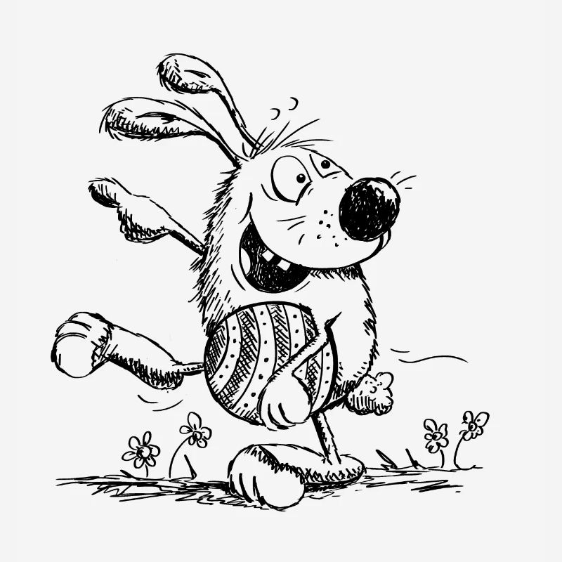 Funny easter bunny with easter egg - easter
