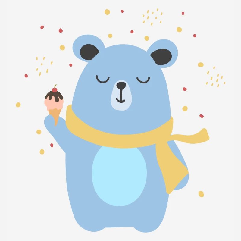 Cute Bear Having an Icecream