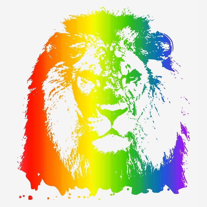 Lion Rainbow Animal Face coloré comme un chat