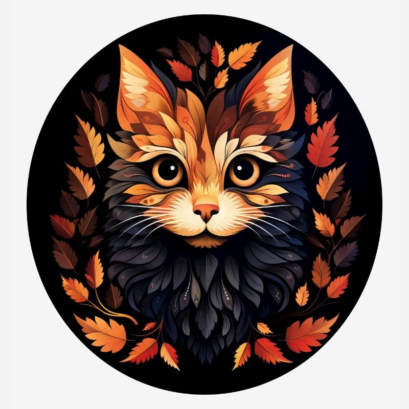Chat mignon des feuilles d’automne feuilles