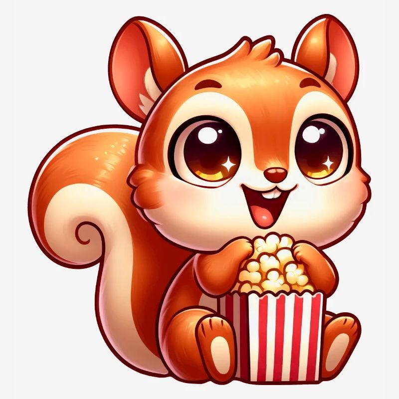 Süßes Eichhörnchen mit Popcorn Cartoon