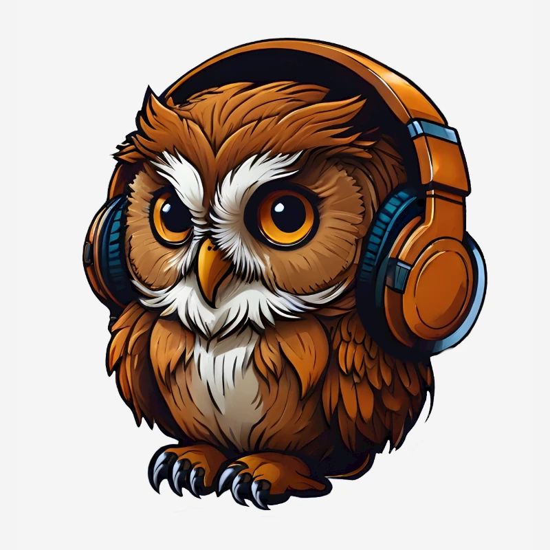 Eule mit Kopfhörern