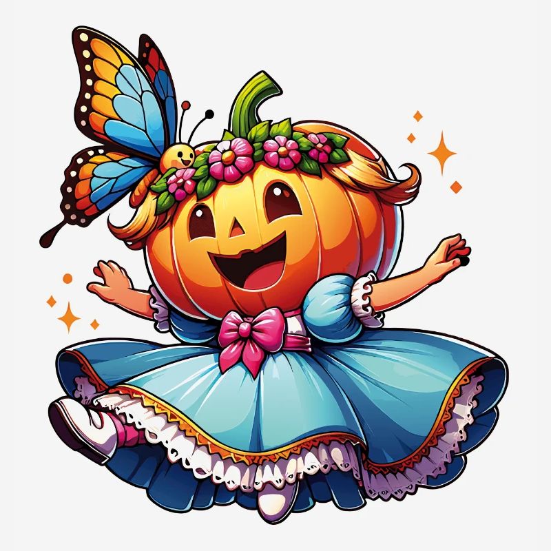 Mignonne princesse d’Halloween avec papillon