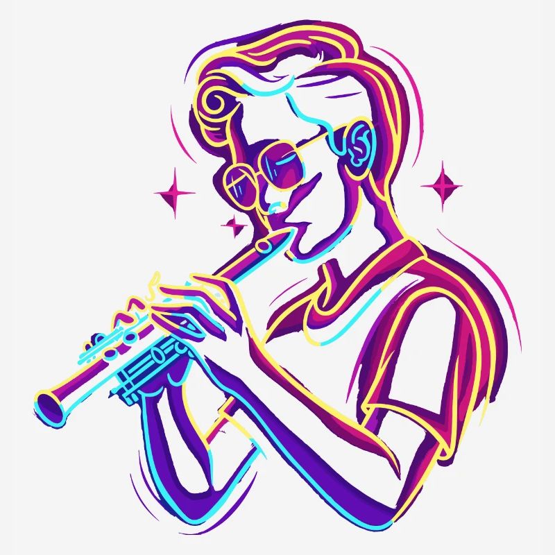 Flûte Garçon Graphique Synthwave