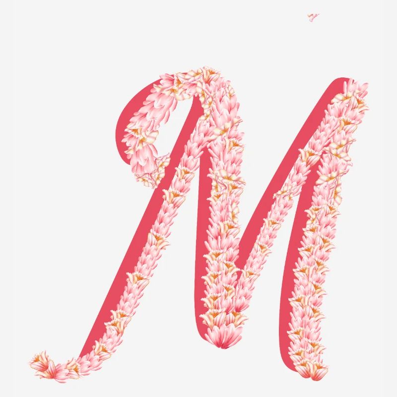 Initial M de fleurs roses