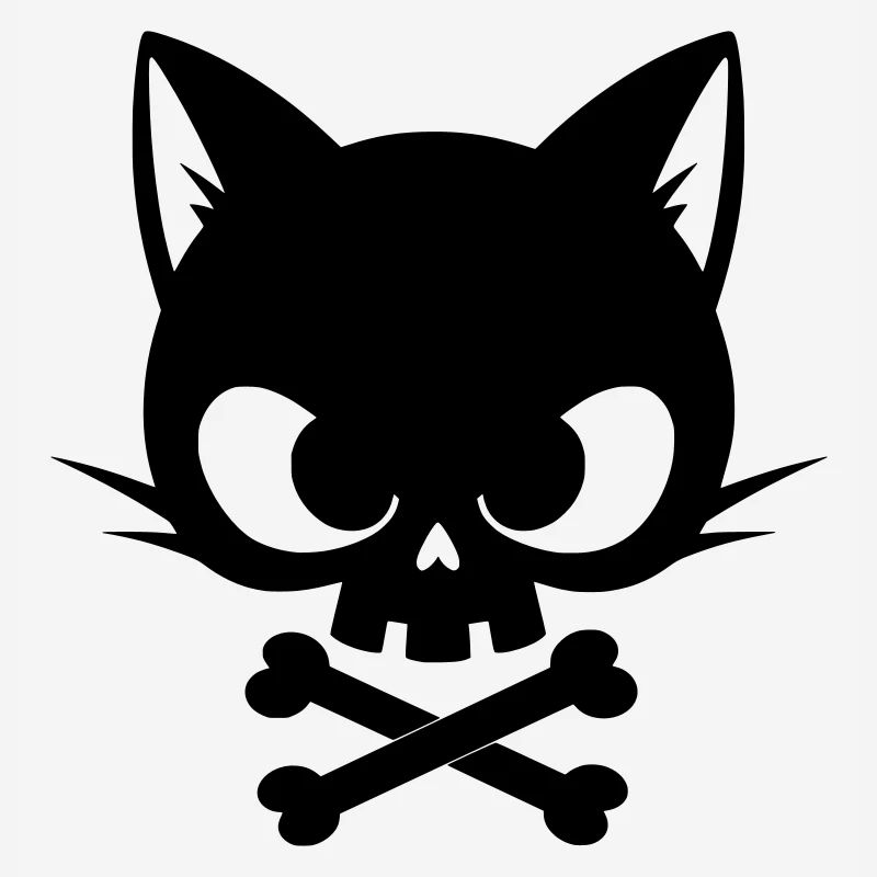 Cat Skull with Bones | Gothic Cute Icon