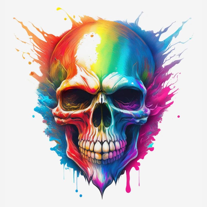 Regenbogen-Schädel Farbexplosion