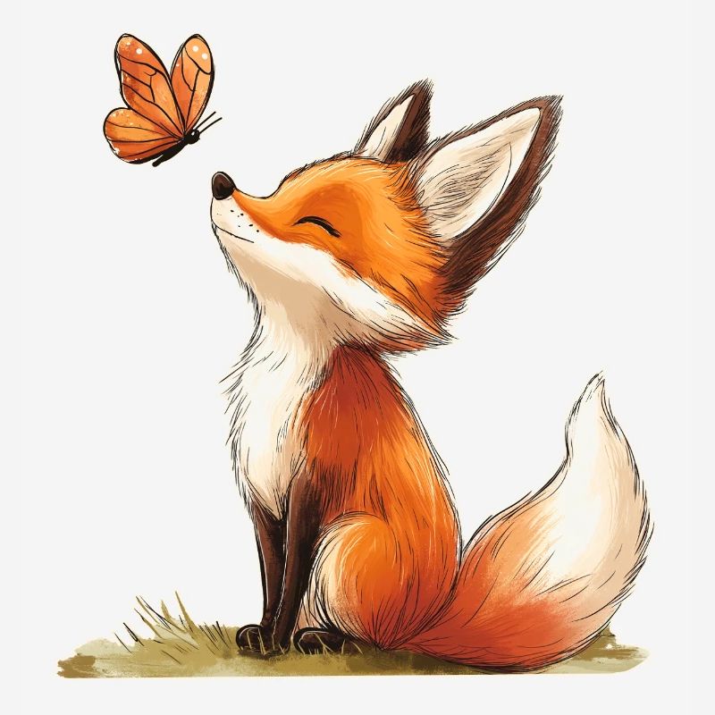 Renard avec papillon