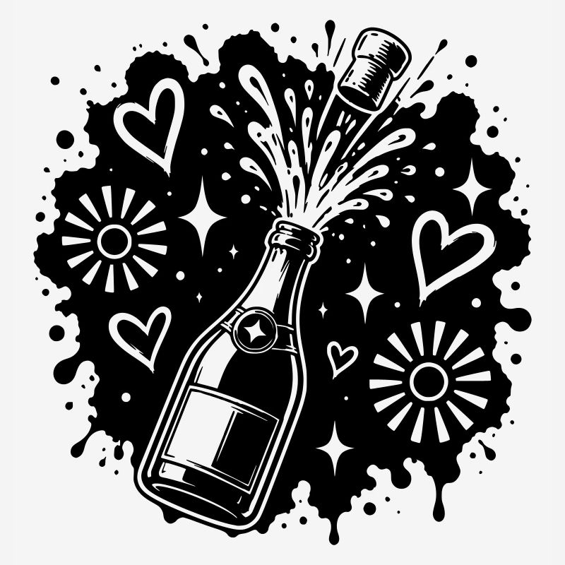 Sektflasche Party Splash Motiv