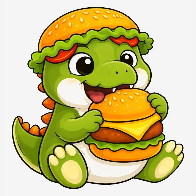 Mignon dessin animé T-Rex, Dino Burger, Reptile de restauration rapide