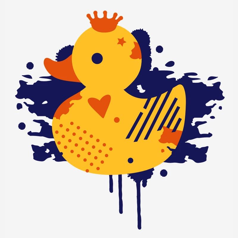 A duck with a crown as a graffiti