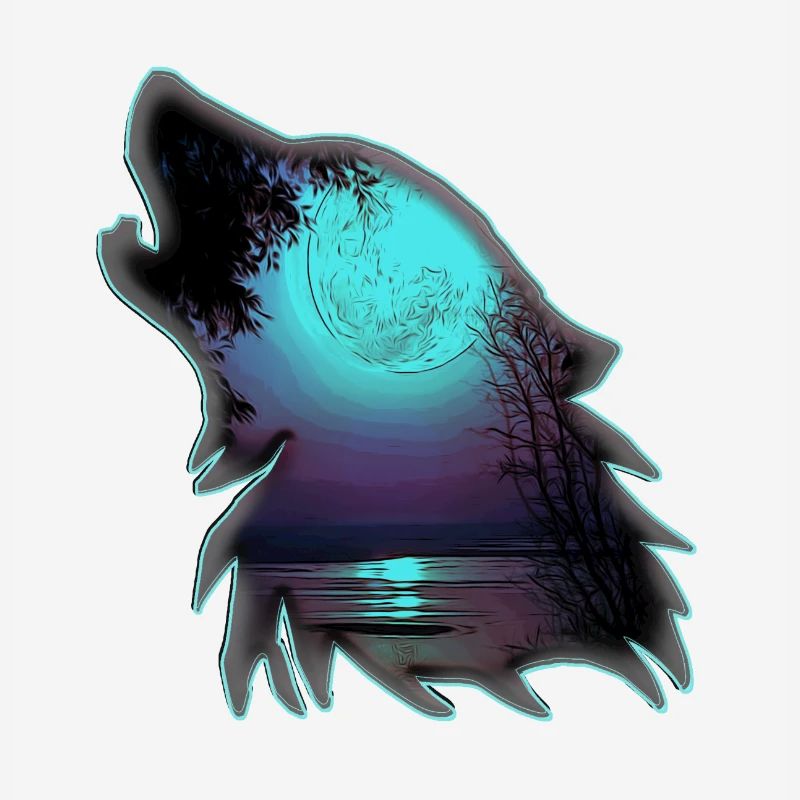 Wolf with moon | Yolo Artwork