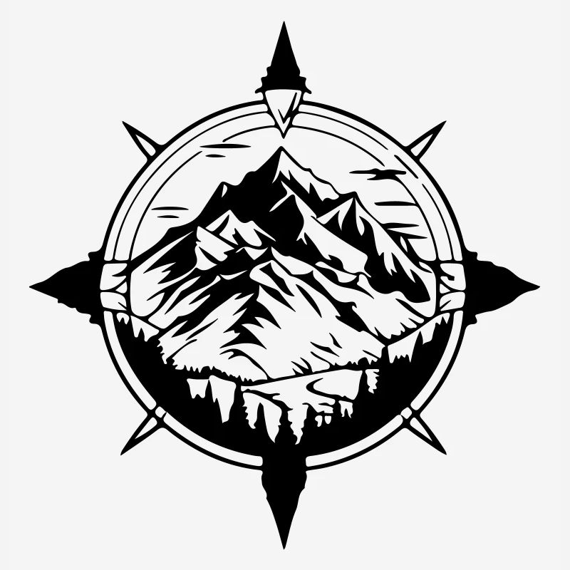 Compass Mountains Travel Symbol