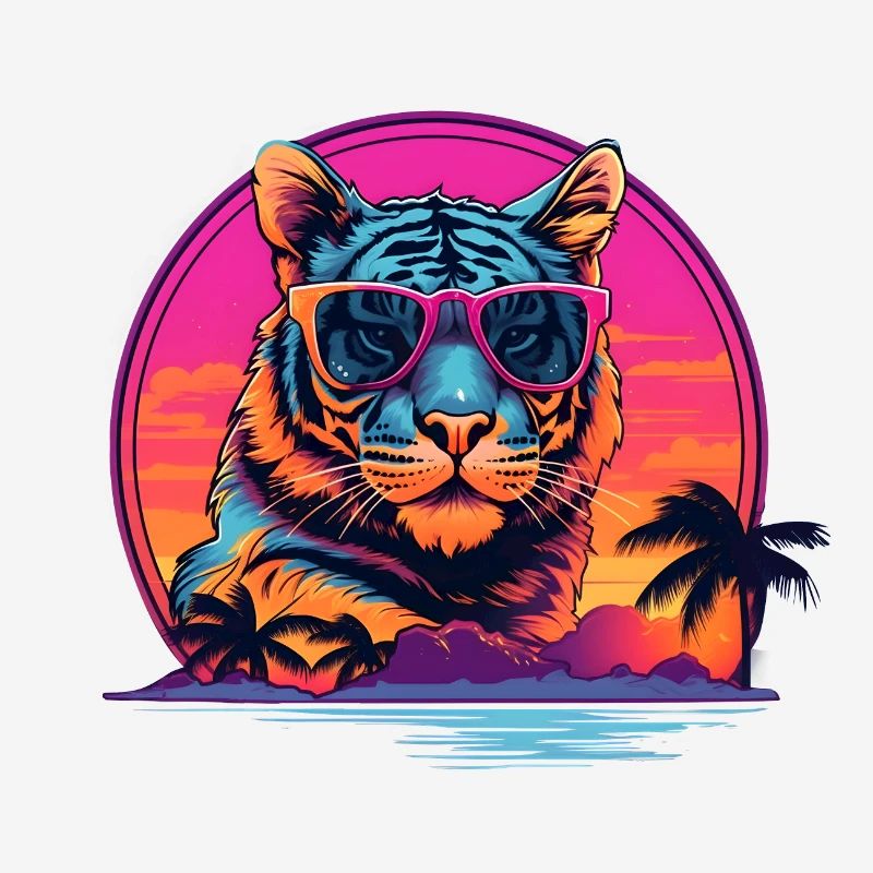 Synthwave Tiger Sunset