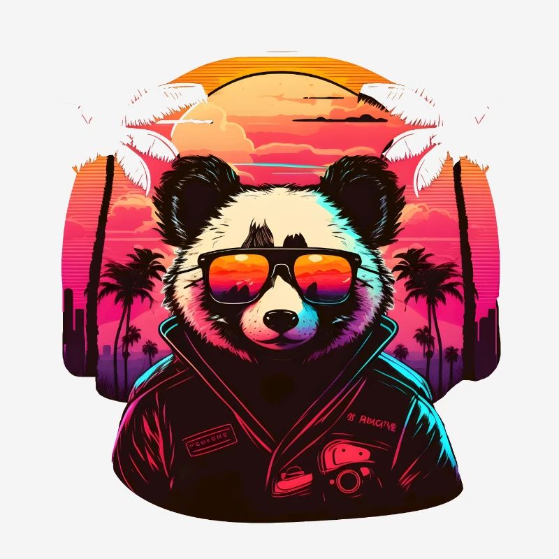 Synthwave Panda Sunset