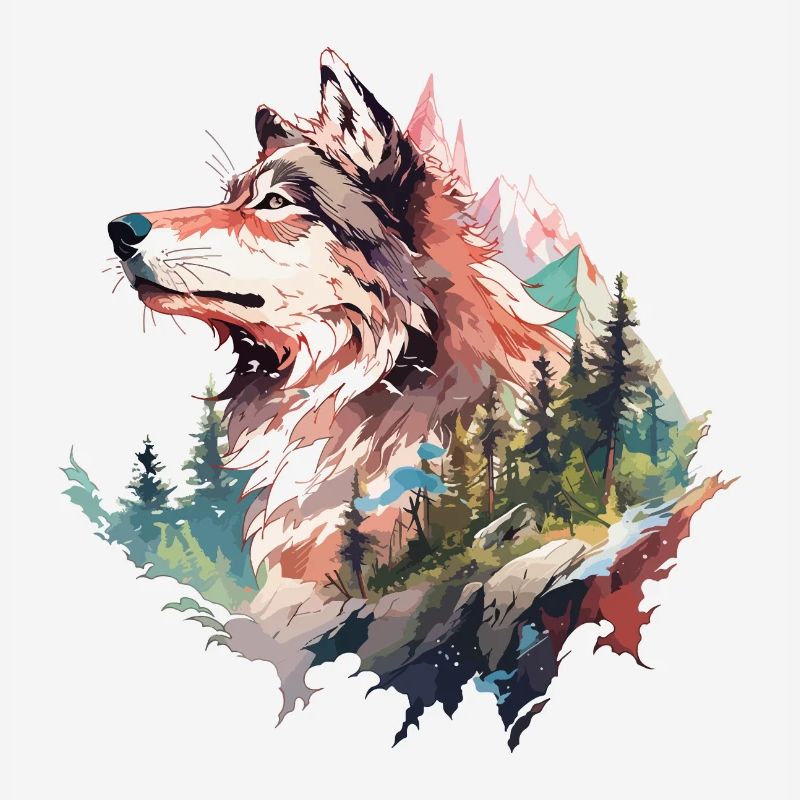 Wolf Wolf Head Nature Wilderness Adventure Forest Art