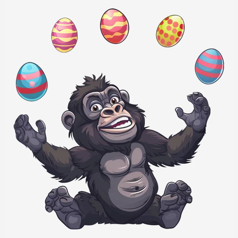 Easter Gorilla Juggler with Eggs