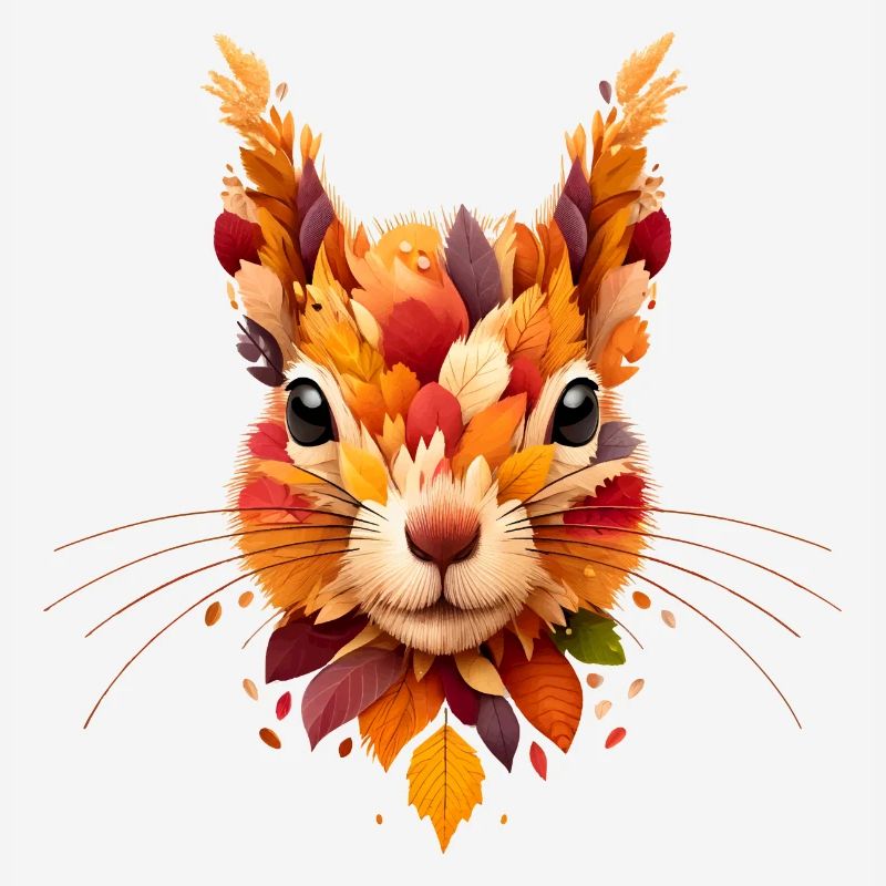 Squirrel, designed from different leaves