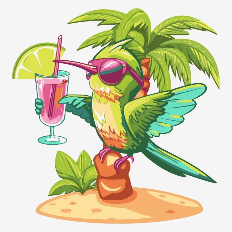 Hummingbird Bird Summer Beach Comic