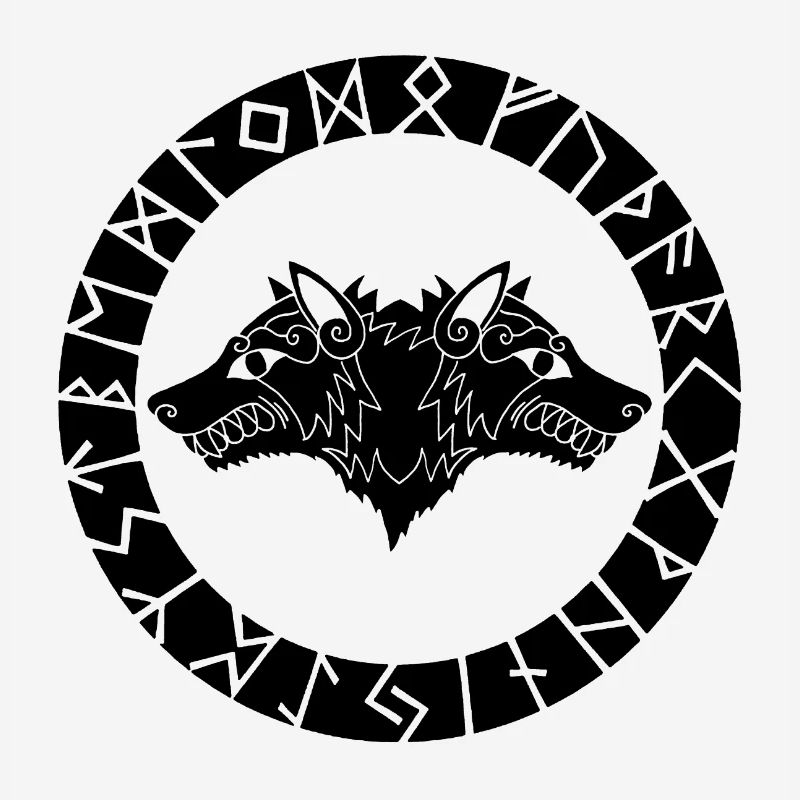 Two-headed black wolf