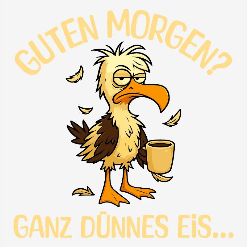 Morgenmuffel Möwe mit Kaffee