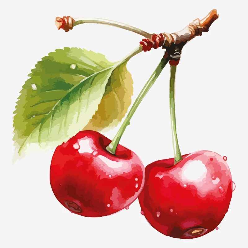 Cerises sur feuilles