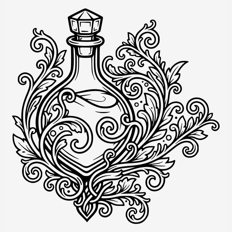 Elixir vial and flowers