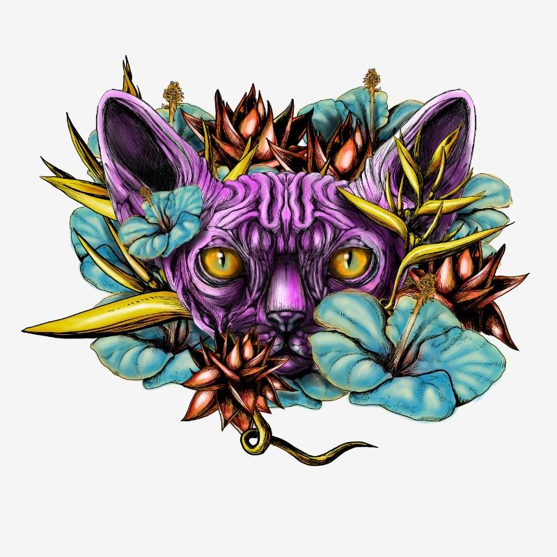 Sphinx Cat et les fleurs