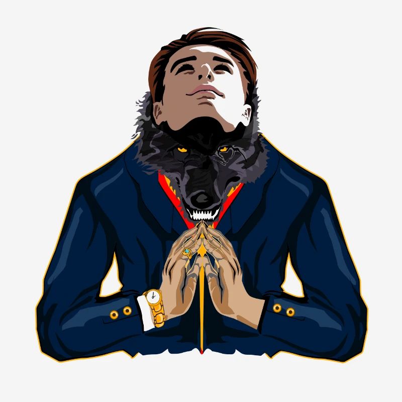 A man / wolf with two faces design