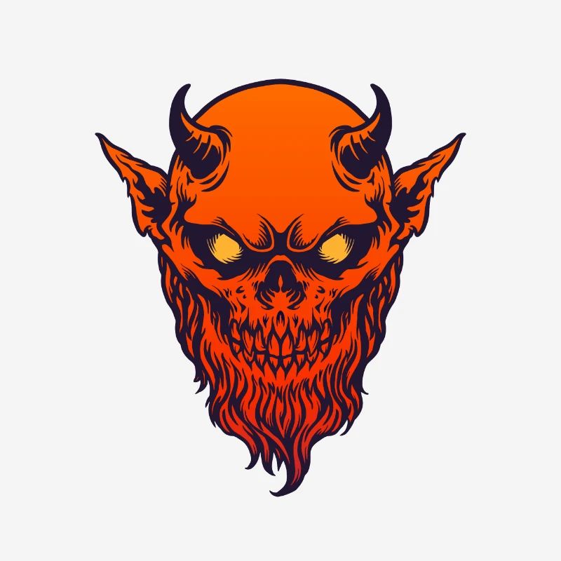 Devil Demon Rot mit Horn und Bart