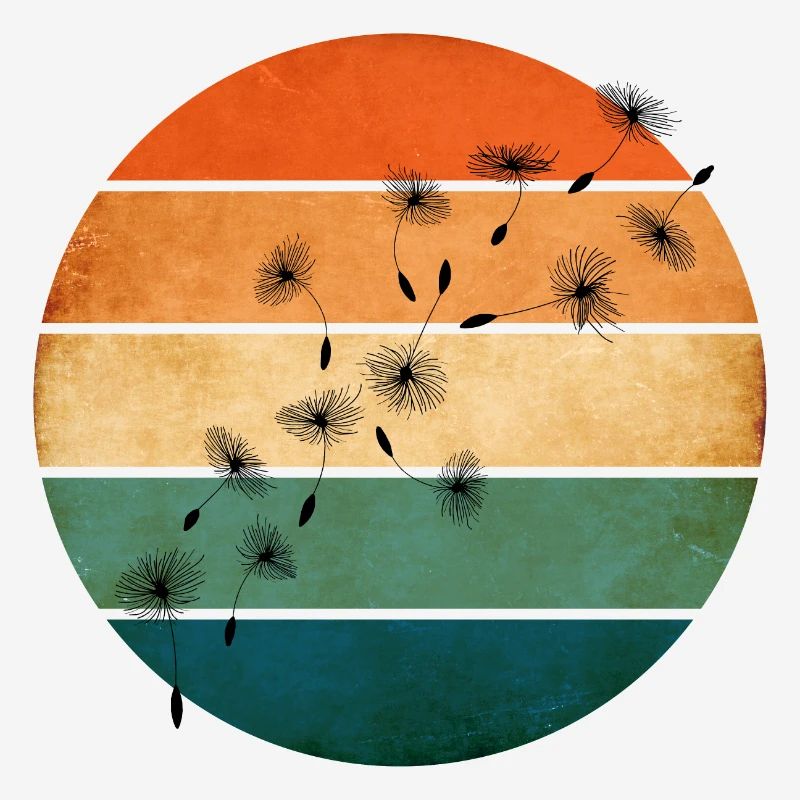 Retro sunset with dandelion