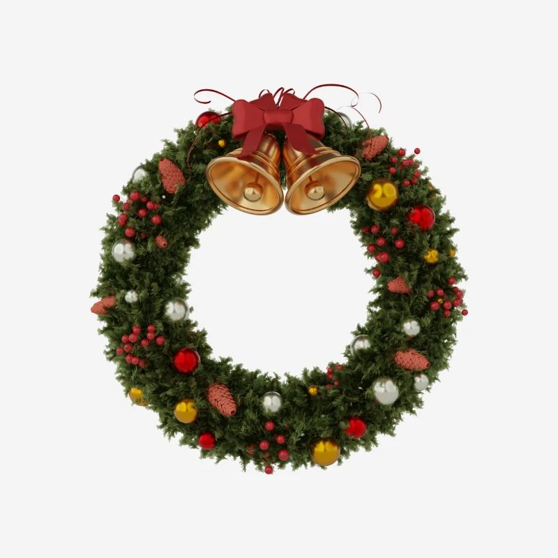 Weihnachtskranz mit Glocken und Schleife