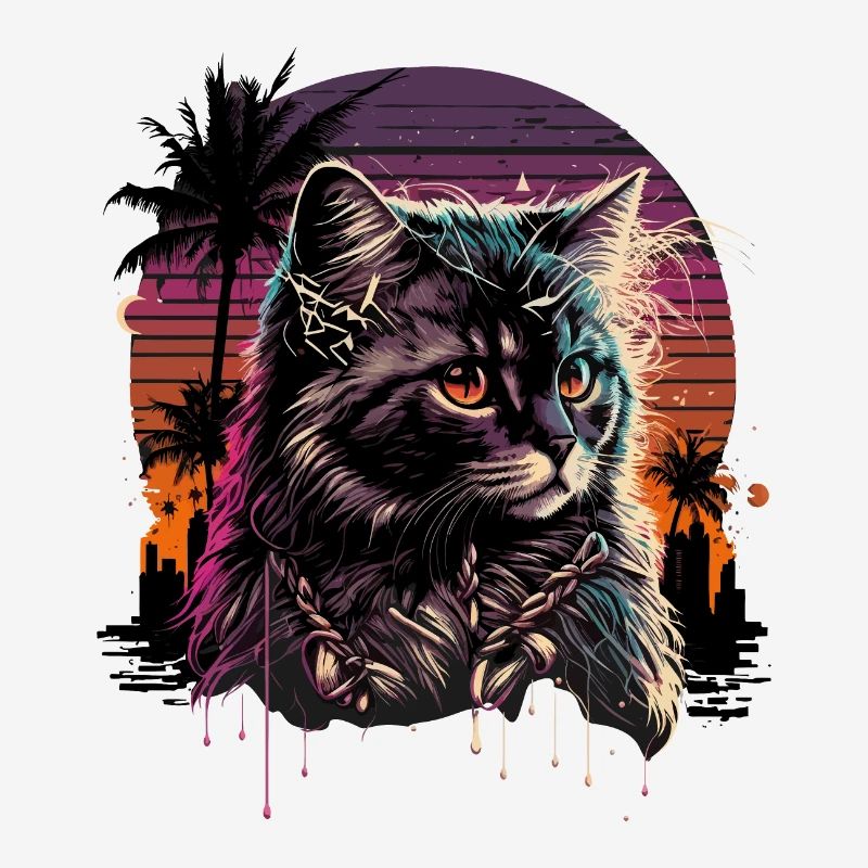 Synthwave Katze