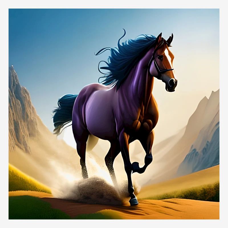 Cheval au galop dans le sable