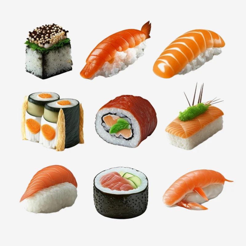 Différentes variantes de sushis