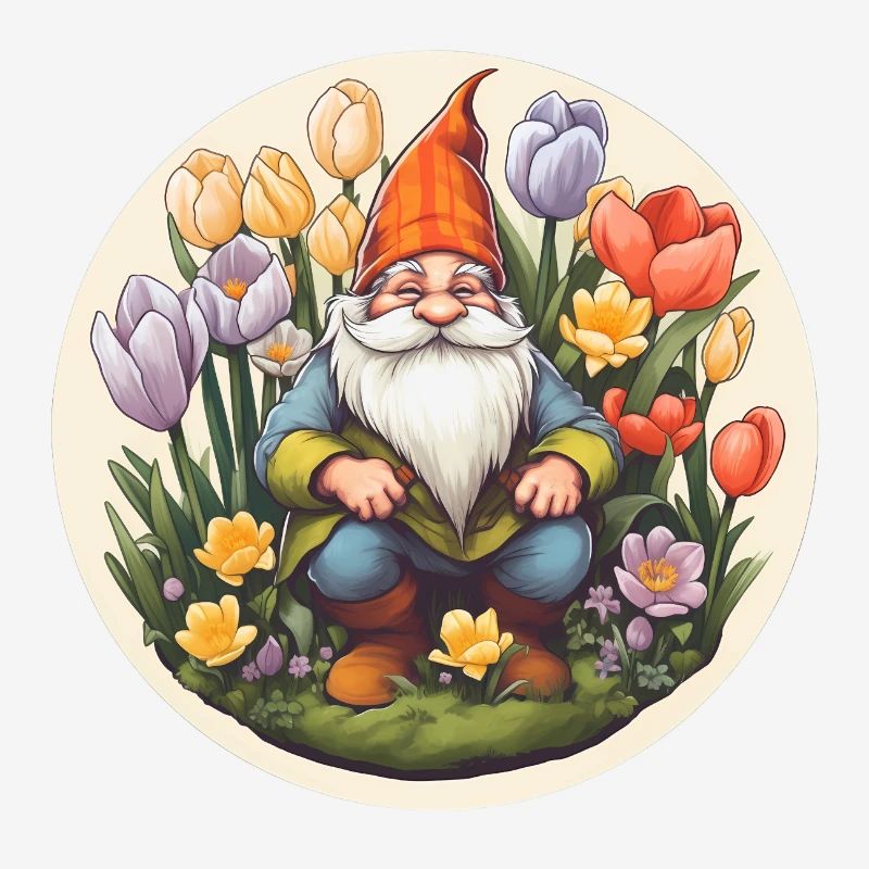 Nain dans le champ de fleurs