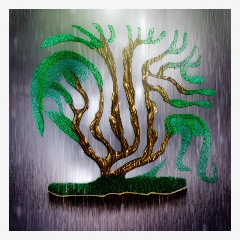 old tree during rainy summer day