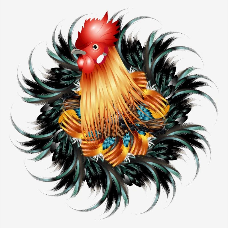 magnificent rooster in feather frame