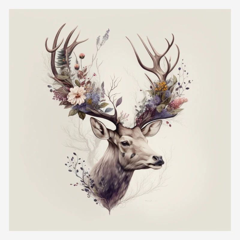 Blumengeweih Hirsch