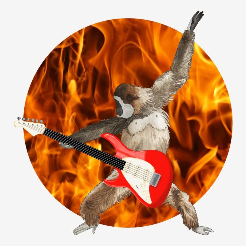 Monkey Whitebeard Gibbon Electric Guitar Fire Lets Rock