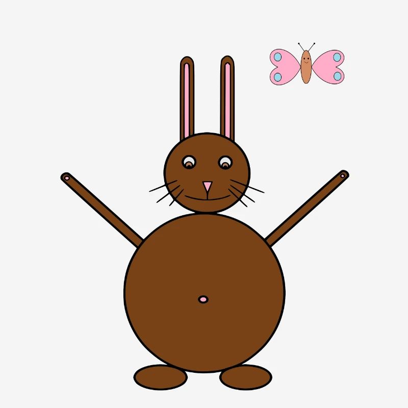 Brown Rabbit & Pink/Blue Butterfly