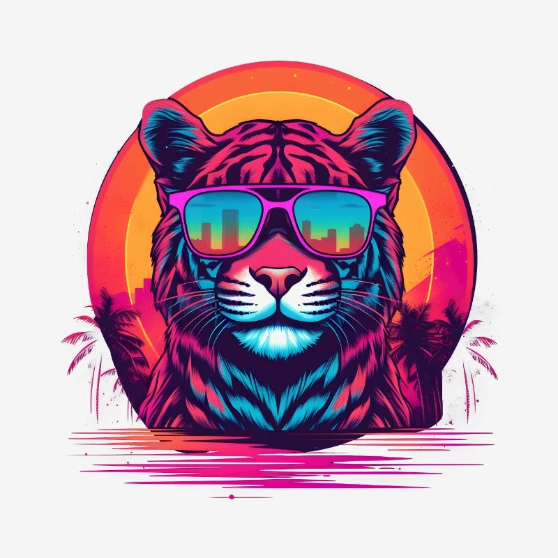 Synthwave Tiger Sunset