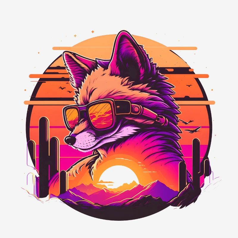Synthwave Fox Sunset