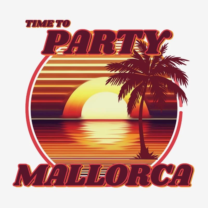 Party in Mallorca, romantic retro sunset design.